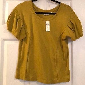 NWT Anthropologie Olive-Green Pleated Sleeve Top